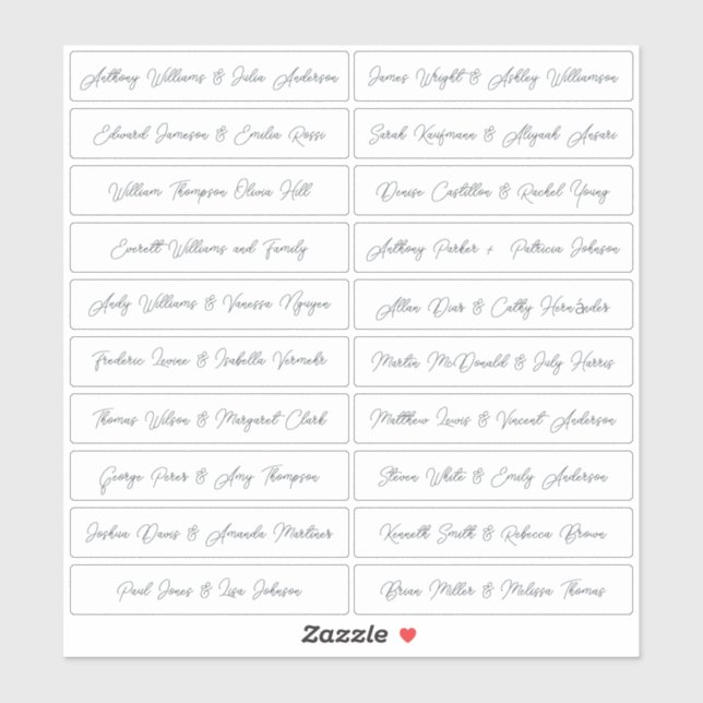 Calligraphy Guest Names Labels White (Sheet)