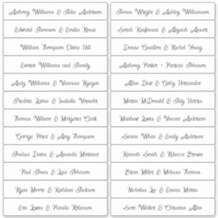 Calligraphy Guest Names Labels White
