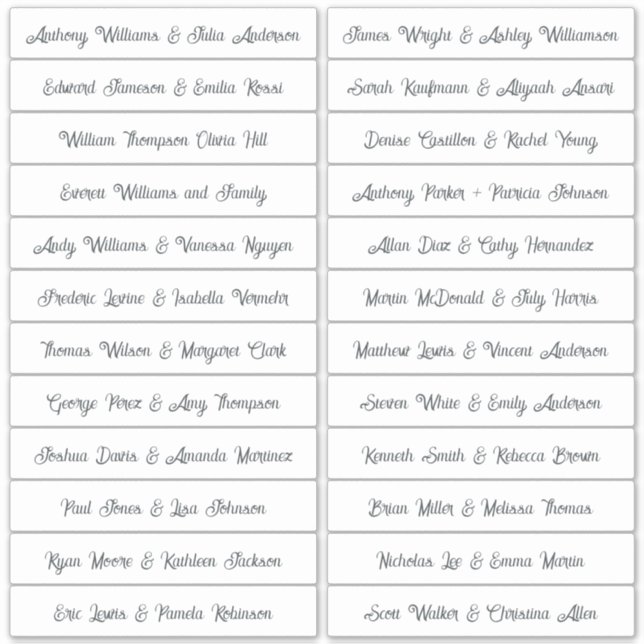 Calligraphy Guest Names Labels White (Front)