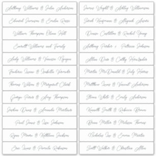 Calligraphy Guest Names Labels White