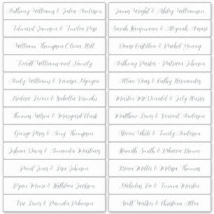 Calligraphy Guest Names Labels White