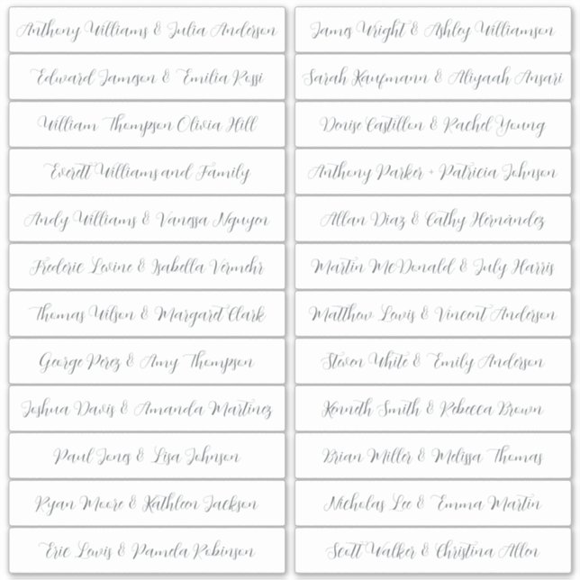 Calligraphy Guest Names Labels White (Front)