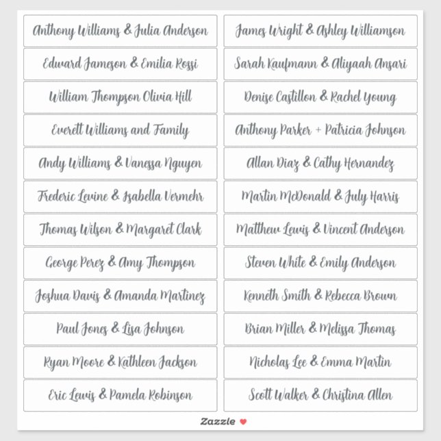 Calligraphy Guest Names Labels White (Sheet)