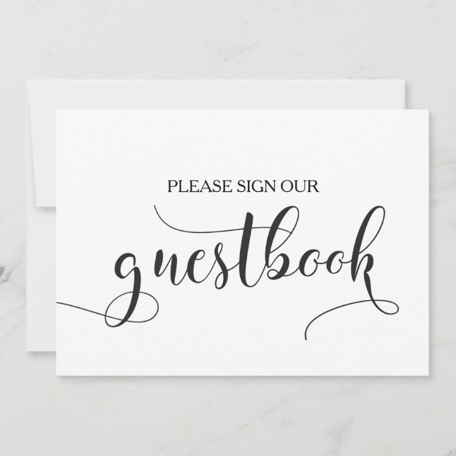 Calligraphy Guestbook Wedding Sign Card (Front)