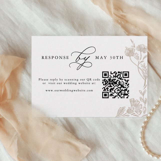 Calligraphy Hand drawn Floral Wedding QR Code Rsvp (Creator Uploaded)