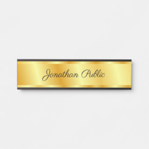 Calligraphy Hand Script Gold Look Template Door Sign