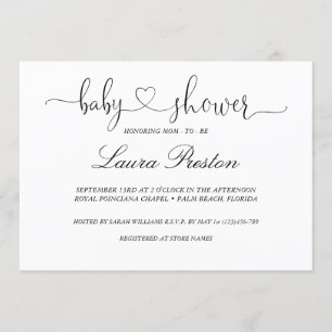 Calligraphy Handlettered Baby Shower Invitation
