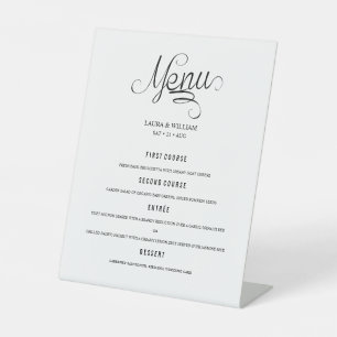 Calligraphy Handlettered Wedding Menu Dinner Pedestal Sign