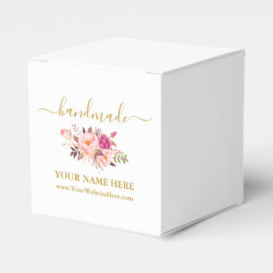 Calligraphy Handmade Watercolor Pink Floral Small Favour Box