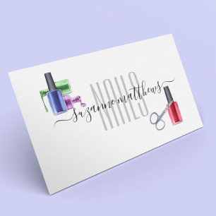 Calligraphy Handwritten Elegant Nail Polish Salon Business Card