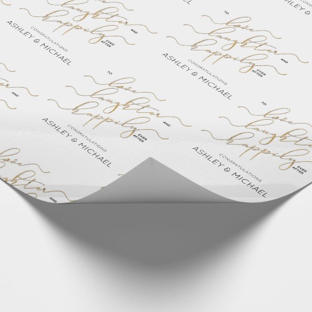 Calligraphy Happily Ever After Name Engagement Wrapping Paper (Corner)