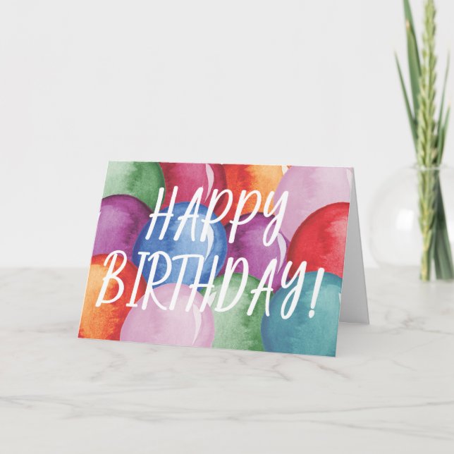 Calligraphy Happy Birthday Balloons Card (Front)