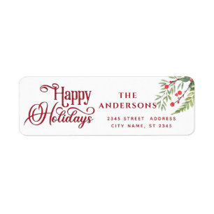 Calligraphy Happy Holidays botanical holly