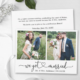 Calligraphy Heart 2 Photo Wedding After Party Announcement