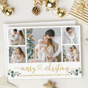 Calligraphy Heart Christmas Watercolor Eucalyptus Holiday Card