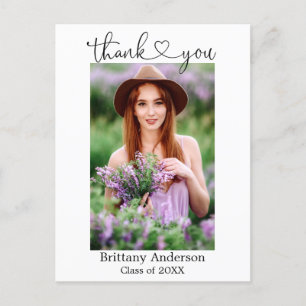 Calligraphy Heart Graduation Thank You Postcard