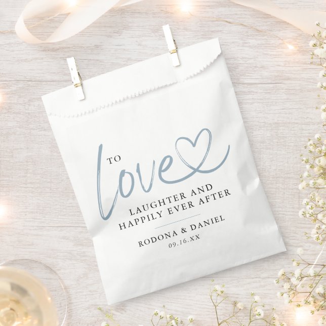 Calligraphy Heart Happily Ever After Wedding Favour Bags (Clipped)