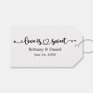Calligraphy Heart Love Is Sweet Wedding Favor Gift Tags