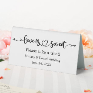 Calligraphy Heart Love Is Sweet Wedding Favours