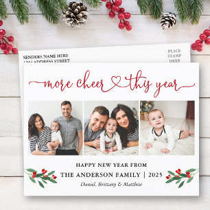 Calligraphy Heart More Cheer 3 Photo Holly Postcard