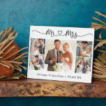 Calligraphy Heart Mr. and Mrs. Wedding 5 Photo Plaque<br><div class="desc">Modern Minimalist Simple Calligraphy Script Mr. and Mrs. Heart Wedding Bride and Groom 5 Photo Plaque</div>