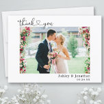 Calligraphy Heart Script Wedding Photo Thank You Card<br><div class="desc">Modern Minimalist Simple Calligraphy Script Heart Wedding Bride and Groom Photo Thank You Card</div>