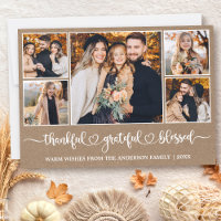 Calligraphy Heart Thankful 5 Photo Kraft