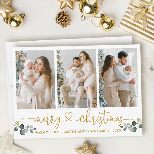 Calligraphy Heart Watercolor Eucalyptus Christmas Holiday Card
