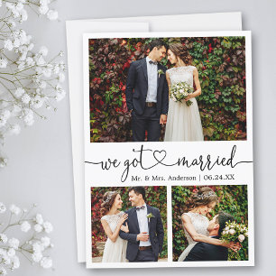 Calligraphy Heart We Got Married 3 Photos Wedding Announcement