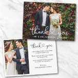 Calligraphy Heart Wedding Bride Groom 2 Photo Thank You Card<br><div class="desc">Modern Calligraphy Heart Script Wedding Bride and Groom 2 Photos Thank You Card</div>