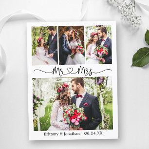 Calligraphy Heart Wedding Thank You 4 Photo  Postcard