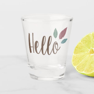 Calligraphy hello boho feathers shot glass