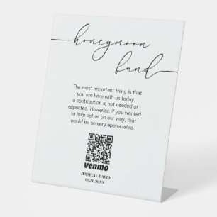 Calligraphy Honeymoon Fund QR Code Sign