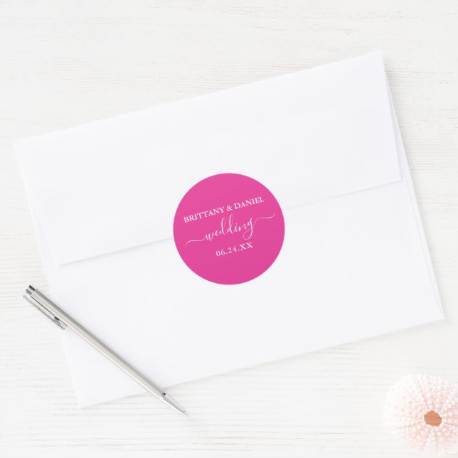 Calligraphy Hot Pink Wedding Envelope Seals (Envelope)