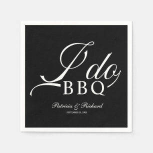 Calligraphy I Do BBQ Engagement Party Black Napkin