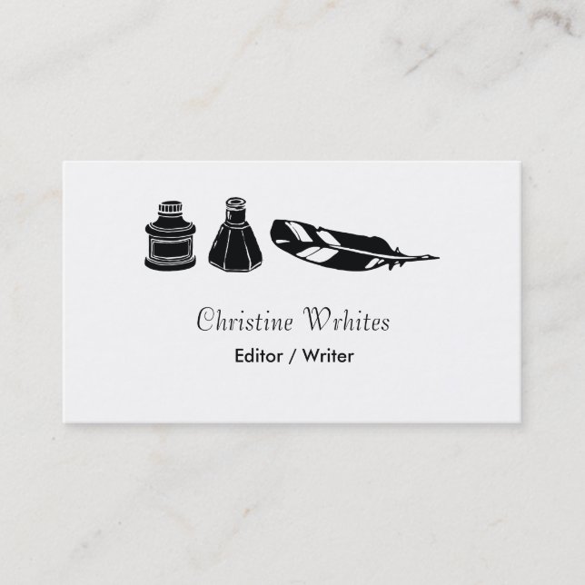 Calligraphy Ink Fountain Pen Quill Writer Author Business Card (Front)