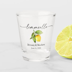 Calligraphy Ink Limoncello Watercolor Lemons Shot Glass