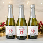 Calligraphy Ink Pen Christmas Red Bow Sparkling Wine Label<br><div class="desc">Modern Calligraphy Ink Pen Script - Have Yourself A Merry Little Christmas Mini Champagne or Mini Sparkling Wine Bottle Label. Red Bow Ribbon.</div>