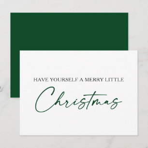 Calligraphy Ink Pen Minimalist Christmas Green Holiday Card