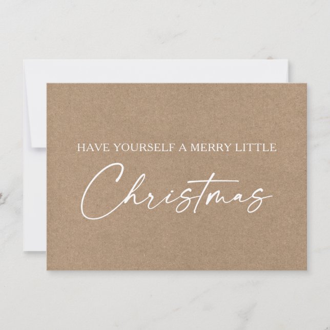 Calligraphy Ink Pen Minimalist Christmas Kraft Holiday Card (Front)