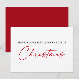 Calligraphy Ink Pen Minimalist Christmas Red Holiday Card