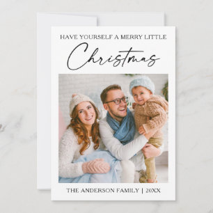 Calligraphy Ink Pen Minimalist Photo Christmas Holiday Card