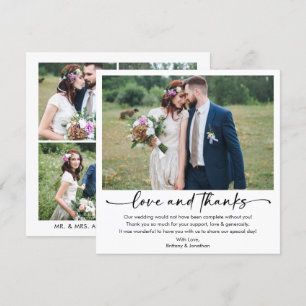 Calligraphy Ink Pen Script 5 Photo Wedding Square Thank You Card