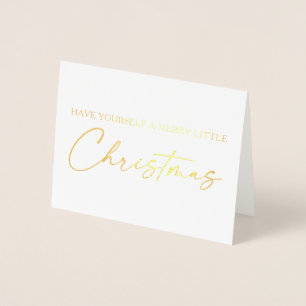 Calligraphy Ink Pen Script Christmas Gold Foil Card