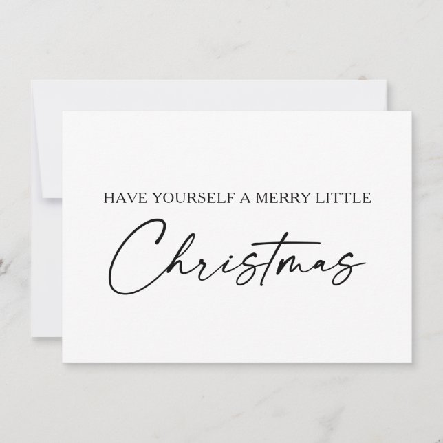 Calligraphy Ink Pen Script Minimalist Christmas Holiday Card (Front)