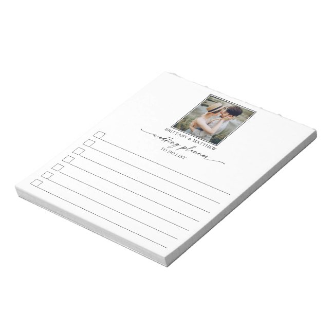 Calligraphy Ink Photo Wedding Planner To Do List Notepad (Rotated)