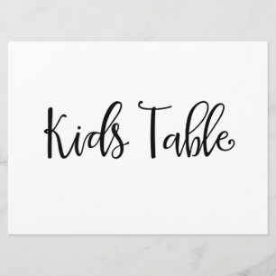 Calligraphy   "Kids Table" Wedding Sign Invitation