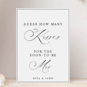 Calligraphy Kisses for Mrs Bridal Shower Game Sign
