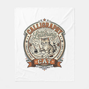 Calligraphy Lettering Cat Calligraphy Lettering Ca Fleece Blanket