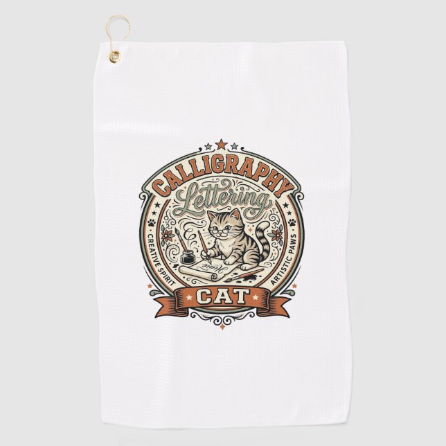 Calligraphy Lettering Cat Calligraphy Lettering Ca Golf Towel (Front)